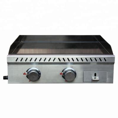 China High Quality Adjustable Height Kitchen Stainless Steel Table Top Teppanyaki Barbecue 2 Burner Plancha Gas Grill for sale