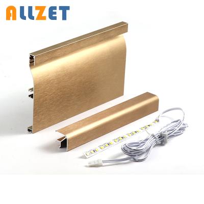 China Open Skirting Allzet Aluminum Alloy Light Profile Mold Kitchen Gold Modern Cabinet Pedestal Customs Lead Low Board for sale