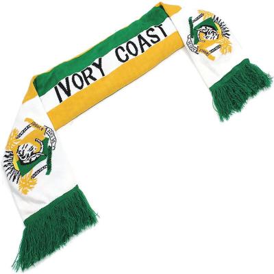 China Custom Made 100% Polyester Nation Heritage Africa Ivory Coast Knitted Sport Scarf For Men for sale