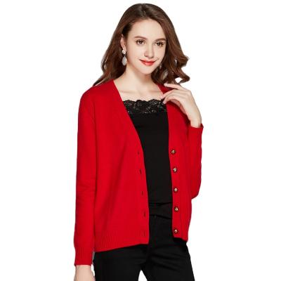 China 2020 New Autumn Winter Fashion Slim Fit V Neck Anti-Shrinkage Women 100% Knit Cashmere Sweater Cardigan for sale