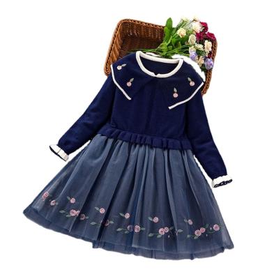 China Anti-Static Wholesale Mesh Dress Cute Girls Sweater Spring Children Knit Dress for sale