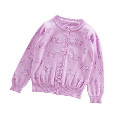 China 2021 Wholesale 2021 Anti-wrinkle girls 100%cotton round collar cherry button small lovely down long sleeve knitwear kids cardigan sweater for sale