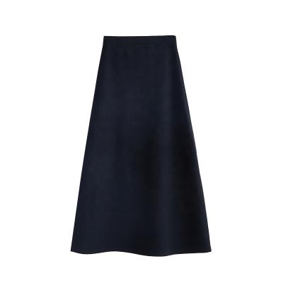 China Latest High Waist 2020 Long Solid Color Anti-Static Black Skirt Women Knitted Sweater Skirt Side Split for sale