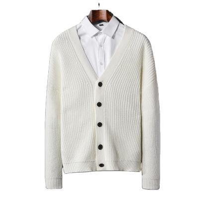 China Anti-wrinkle Men's Cotton Pure V-neck Long Sleeve Cardigan Sweater Autumn Winter Knitwear for sale