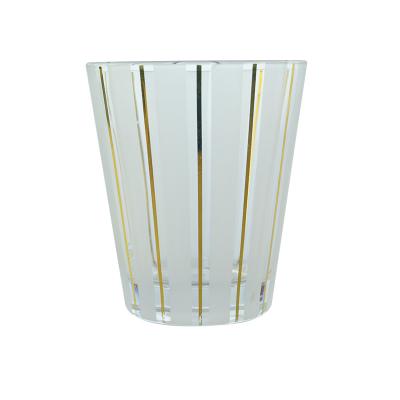 China Custom Logo V Shape Candle Jars Personalized Home Decoration And Artwork Large Gold Stripe Unique Glass Candle Vessels for sale