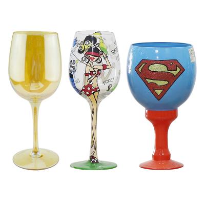 China Personalized custom colored glasses various shape colored wine glass and logo lead free wine stemware design for sale