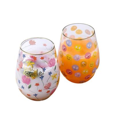 China Hot Design Custom Logo Stemless Glass Wine Egg Shaped Custom Stemless Wine Glass Tumbler 20oz for sale