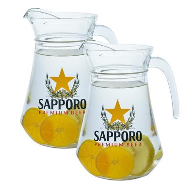 China Viable Glassware Simple Classic Transparent Custom Logo Borosilicate Glass Water Jug for sale