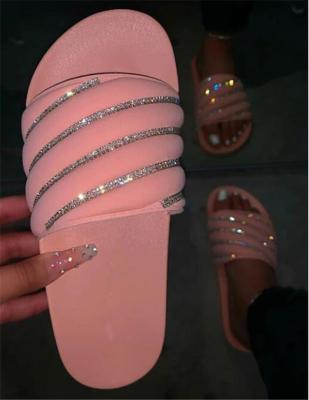 China New arrivals trend FASHIONWINNIE fashion non slip indoor cheap rhinestone thick slippers for sale