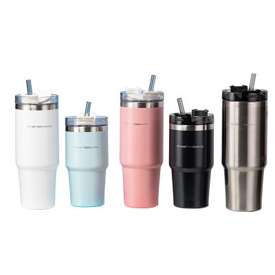 China 600ml 304 Stainless Steel Water Bottle Viable Coffee Mug With Straw Insulated Sublimation Mug for sale