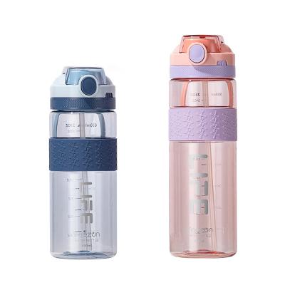 China 650/800ml Outdoor Sports Water Bottle Fashion Simple Portable Plastic Straw Portable Water Bottle Plastic Water Bottle for sale