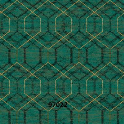 China Modern Geometric Hexagon Wallpaper Vinyl Film Backing Dark Green Self Adhesive Non Woven Removable Paper for sale