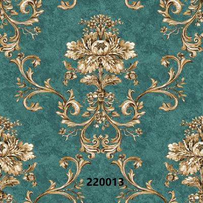 China EUROPEAN sticker machine beauty embossing pattern customized retro style blue luxury 3d wallcovering pvc vinyl for sale