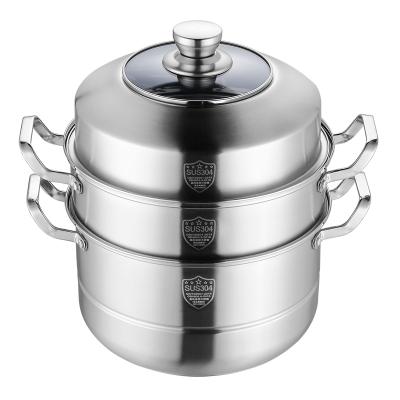 China Sustainable Universal Stainless Steel Steamer Pot 2 Layers Steam Pot for sale