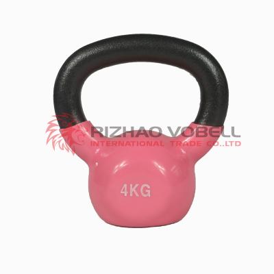 China Colorful Weight Lfiting Fitness Equipment Gym Cast Iron Vinyl Kettlebell For Power Training for sale