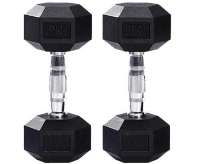 China Wholesale Rubber Covered Dumbbell Cover Portable Weights Hex Dumbbell for sale