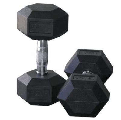 China New Design Rubber Covered Dumbbell Gym Core Equipment Hex Dumbbell for sale