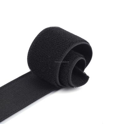 China Factory Customized Stretch Belt 25mm Durable Sports Goods Bandages 100% Nylon Elastic-Unnapped Black Buckle for sale