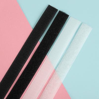 China Heat Resistance Grade B Nylon 70% 1inch 25mm Black White Color Sew On Hook And Loop Fastener Double Sided Tape for sale