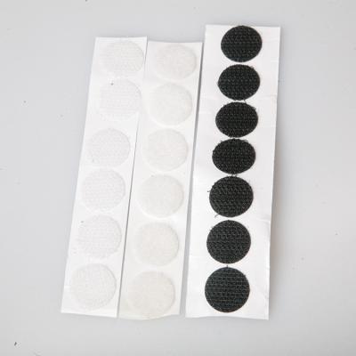 China Viable Self Adhesive Nylon Sticky Back Invents Dot Reusable Die Cut Round Hook and Loop Stitches for sale