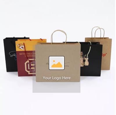 China Recyclable Custom Printed Your Own Logo Paper Bag Wholesale , Black Printed Paper Bag Logo for sale