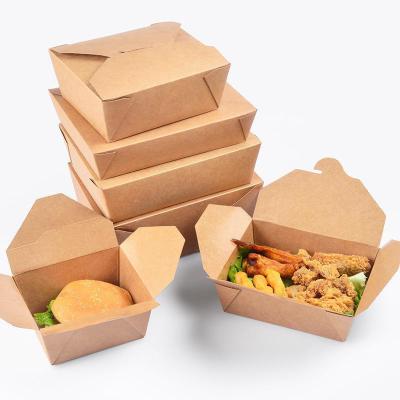 China Disposable Rectangular Disposable Lunch Box Chicken Salad Container Food Box Lunch Box Paper Packing Takeout Dishes for sale