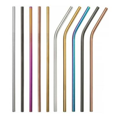 China 304 Reusable Straws Reusable Metal Stainless Steel Straight/Bent Straws Viable Drinking Straw Cleaning Brush Smoothie Straws for sale