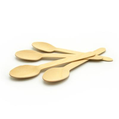 China Eco Friendly 140mm A Grade Disposable Mini Wooden Birch Wood Spoon for sale