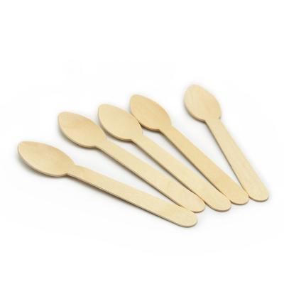 China Mini Eco-Friendly Disposable Wooden Spoon For Food, Mini Wooden Scoop, Mini Tea Wooden Spoon Spoon Wood 110mm Mini for sale