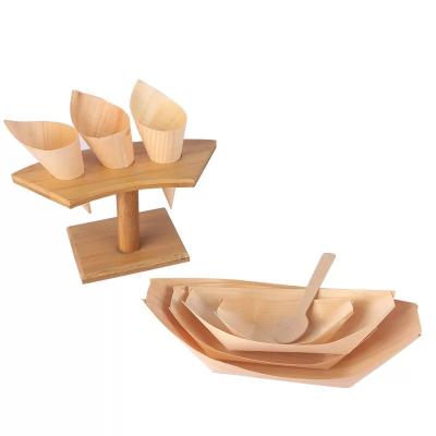 China 2022 Sustainable High Quality Natural Disposable Sushi Wooden Boat for sale