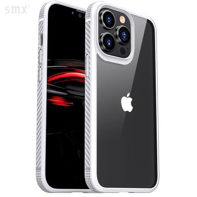 China Luxury Shockproof Factory Carbon Fiber TPU Shockproof Clear PC Covers Brands Cell Phone Cases For iPhone 14 13 for sale