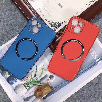 China Shockproof Plated TPU Camera Protect Magnetic Leather TPU PC For Realme5 Back Cover Phone Case For iPhone 14 Pro Max for sale