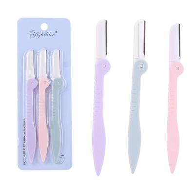 China Portable Mini Purple Blue Stainless Steel Eyebrow Trimmer Eyebrow Knife Blade Razor Knife Eyebrow Hair Remover Pink for sale