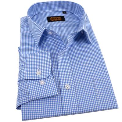 China Men's Cotton Shirt Anti-Shrink Full Sleeve Plaid Business Formal Casual Shirt No Need Ironing Shirt for sale