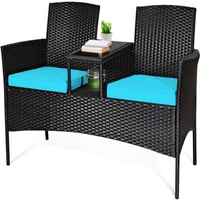 China Tempered Glass Top Modern Rattan Sofas Set Wicker Patio Conversation Furniture Set for sale