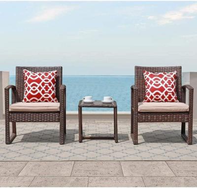 China New Design Bistros Patio Modern Plastic Rattan Garden Outdoor Table and Chair Furniture Set for sale