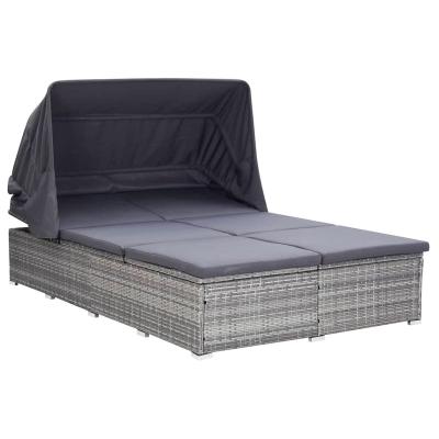 China Wholesale Stable And Durable Fashion Style Rattan Sun Sofa Outdoor Hotel Furniture Waterproof Folding Bed With Canopy for sale