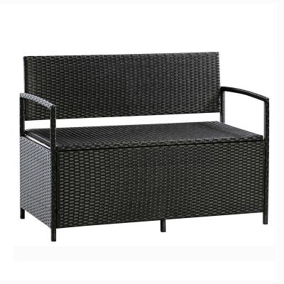 China Hot Sale Outdoor Wicker Chair Bistro Furniture Garden Weather Furniture Rattan Seat Storage Function Chair Loveseat Storage for sale