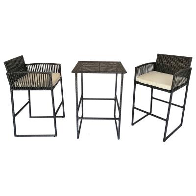 China Factory direct supply modern outdoor rattan bar table bar chair wicker stool for garden patio Bistros for sale