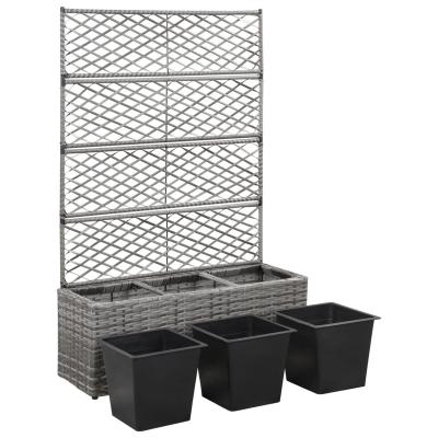 China Feature an Integrated Trellis Trellis Raised Bed with 3 Pots Poly Indoor Outdoor Patio Yard Garden Rattan Planter Promotion Use for Climbing Plants for sale