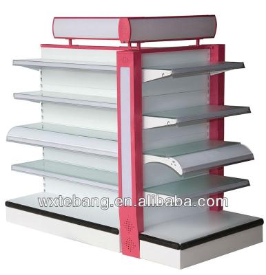 China double sided supermarket equipment/cosmetic display/fruit vegetable shelves for sale