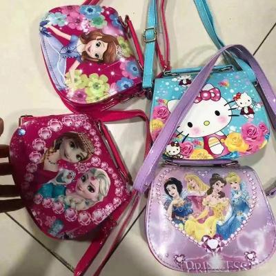 China Lovely Waterproof Babies Coin Purse Fashion Kids Cross - Leather Princess Small Wallet Handbags PU Kids Shoulder Bags Body Bags for sale