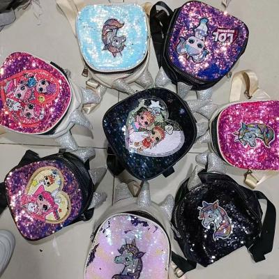 China Waterproof kids kids fashion sequins invent purse girls love heart wallet backpack bags purse for sale