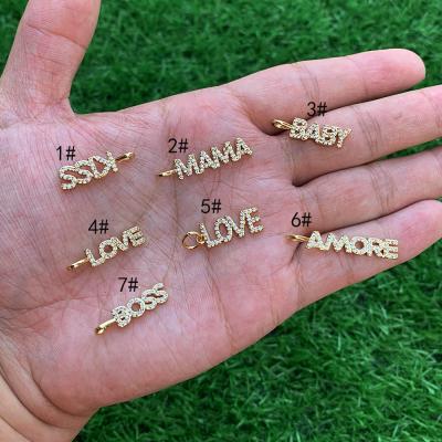 China Neo-Gothic Custom Alphabet Necklace CZ Micro Pendant Pave Nickel Free Brass DIY Jewelry Gift Jewelry Accessories Wholesale for sale