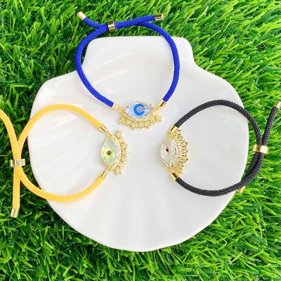 China Handmade Cute Glass Eye Star Zircon Accessories String Pendant Adjustable Bracelet Weaving Rope for sale