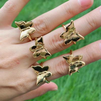 China CZ Ethnic New Product Ring Micro Pave CZ Brass Copper Open Butterfly Shape Ring Girl Women Fashion Jewelry for sale