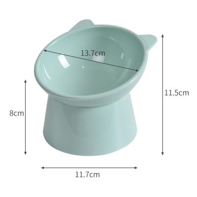 China Durable High-footed Plastic Bowl Guard Against Choking And Knocking Over Cat Bowl Pet Supplies Food Bowl With Sloping Mouth for sale