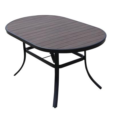 China Chinese Outdoor Garden Light Cooling Luxury High Quality Aluminum Plastic Wooden Dining Table Courtyard Furniture for sale