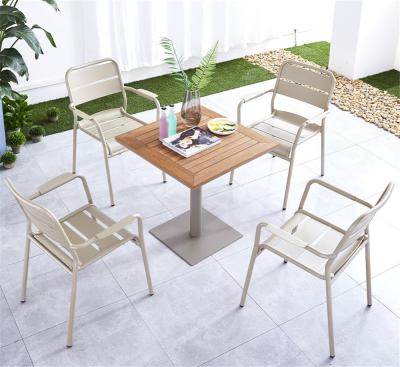 China New Products Hot Selling Modern Outdoor Modern Cast Aluminum Single Coffee Table And Chairs Garden Table Sets With 4 Chairs for sale