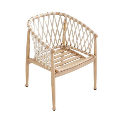 China Modern Nordic Style Patio Sun Protection Furniture Metal Outdoor Corrosion Woven Rope Chair for sale